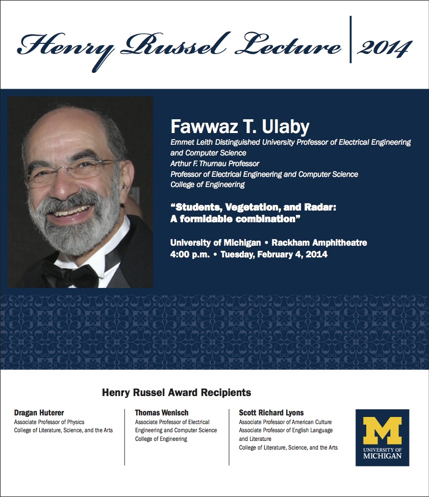 Flyer for Ulaby's 2014 Henry Russel Lecture
