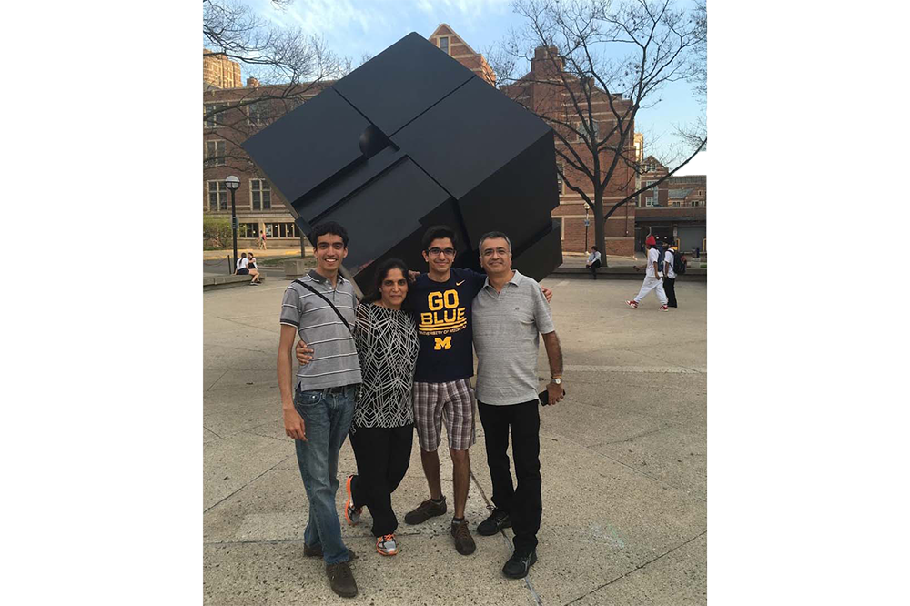 Khubchandani and family in front of cube